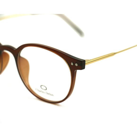 Charles Delon Round Women Brown/Gold Plastic Frame - Picture 6 of 8